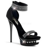 Pleaser Blondie-R-640 Black Suede Double Platform Shoes