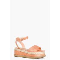 Plaited Detail Flatform Wedge - peach