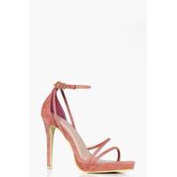 Platform Cross Strap Heels - pink