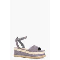 Plaited Detail Flatform Wedge - grey