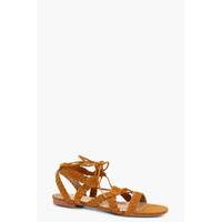 Plaited Lace Up Sandal - tan