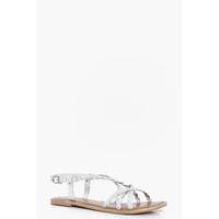 Plaited Strap Leather Sandal - white