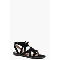 Plaited Lace Up Sandal - black