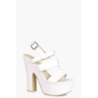 platform cage heels white