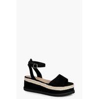 Plaited Detail Flatform Wedge - black