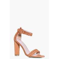 plaited strap 2 part heels peach