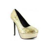 Platino Glitter Court Platform Shoes In Gold