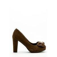 Pleated Bow Velour Court Shoes