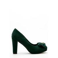 Pleated Bow Velour Court Shoes