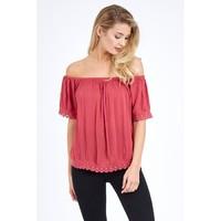 PLAIN CROCHET TRIM BLOUSE