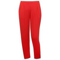 Plus Ladies Plain Full Length Elasticated Waist Harem Trousers with front Pockets - Red