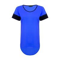 PLAIN DROP HEM PU SLEEVE TEE