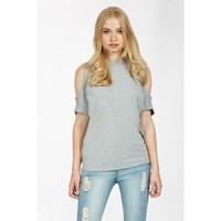 PLAIN COLD SHOULDER T-SHIRT