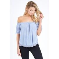 plain crochet trim blouse