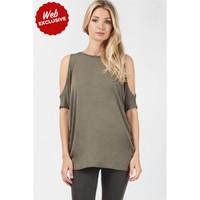 PLAIN COLD SHOULDER T-SHIRT