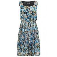 pleated floral tea dress