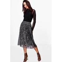 Pleated Midi Skirt - black