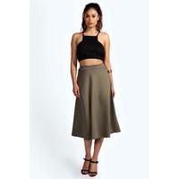 plain full circle midi skirt khaki