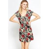 Pleated Front Mix Floral Dress