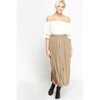 Pleated Slit Midi Skirt