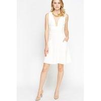 Plunge Cream Swing Dress