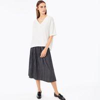 pleated wool skirt graphite melange