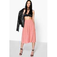 Pleated Slinky Midi Skirt - rose