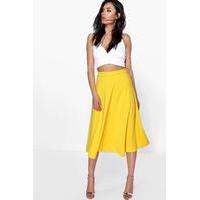 plain full circle midi skirt yellow