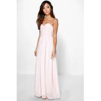 Pleated Chiffon Top Bandeau Maxi Dress - blush