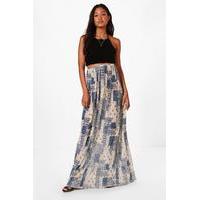 pleated full maxi skirt blue