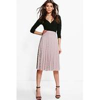 Pleated Slinky Midi Skirt - mink