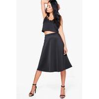 Plain Full Circle Midi Skirt - black