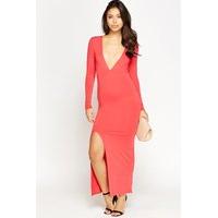 Plunge Slit Side Maxi Dress