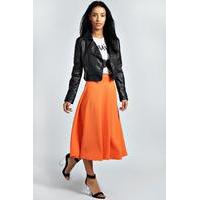 Plain Full Circle Midi Skirt - orange