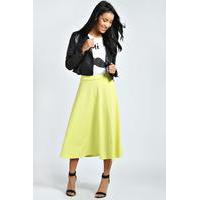 plain full circle midi skirt lime