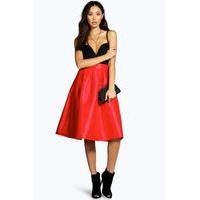 Pleated Full Midi Skirt - red