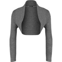 Plain Long Sleeve Shrug - Dark Grey