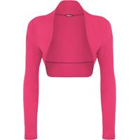 Plain Long Sleeve Shrug - Cerise