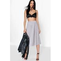 pleated slinky midi skirt grey