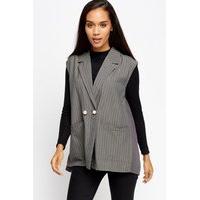 Pleated Back Sleeveless Stripe Blazer