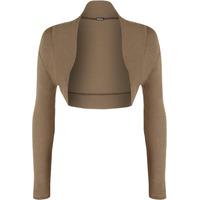 plain long sleeve shrug mocha