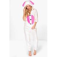 plush bunny ear hooded twosie set cream