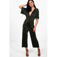 Pleated Culotte Jumpsuit - khaki