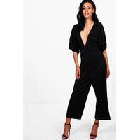 pleated culotte jumpsuit black