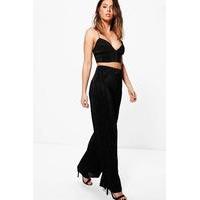 Pleated Bralet Palazzo Trouser Co-Ord - black