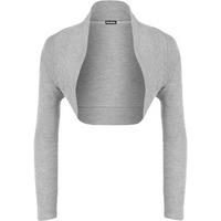 Plain Long Sleeve Shrug - Light Grey