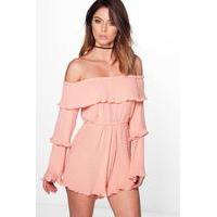 Pleated Ruffle Layered Playsuit - blush