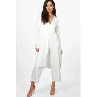 Plunge Jumpsuit & Woven Duster Co-Ord Set - ivory