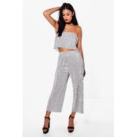 pleated bandeau and culotte co ord silver