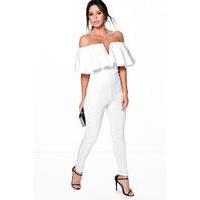 Plunge Frill Jumpsuit - ivory